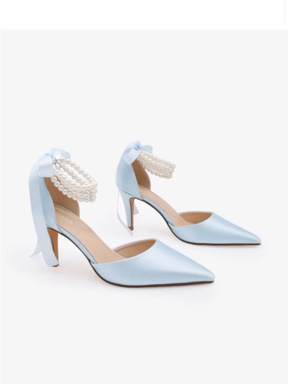 Kailee P Trinity Pearl Wrap Bridal Shoes - Light Blue. 9